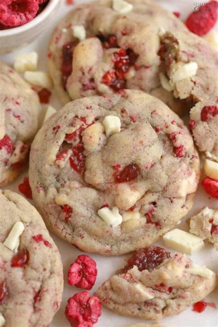 White Chocolate Raspberry Cookies - Celebrating Sweets